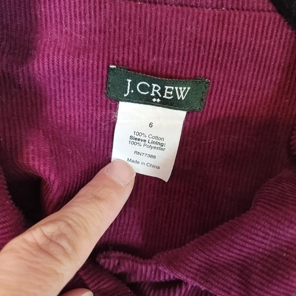 J.CREW PURPLE FUSCHIA CORDUROY LEATHER BUTTON BLAZER JACKET, SZ 6 - Picture 6 of 14